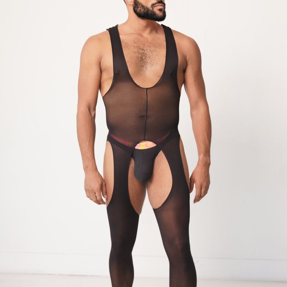 Black Mesh Bodysuit Sock One Size Fits All